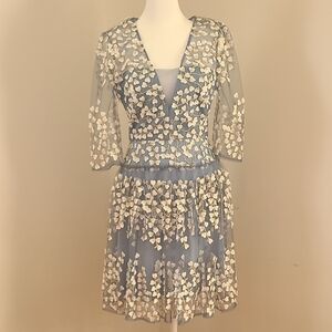 Elegant Blue Floral Dress